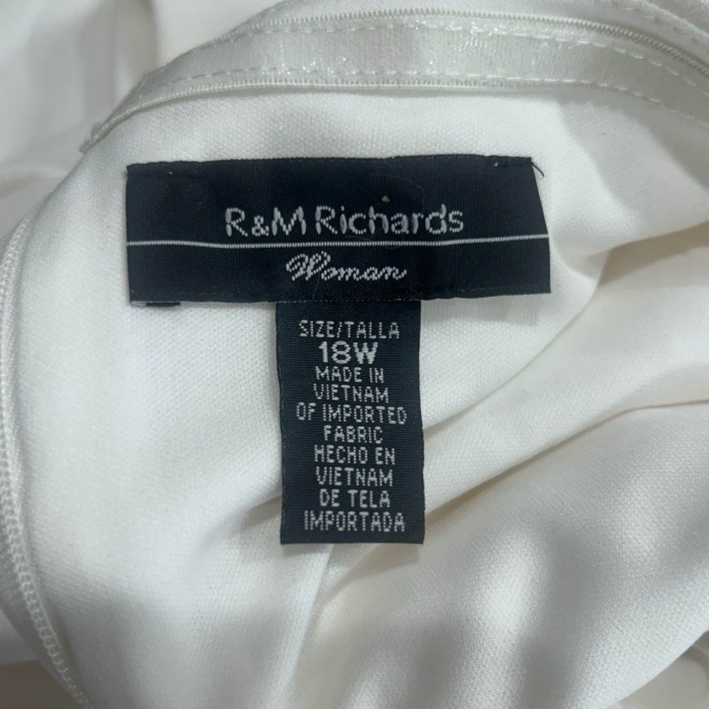 🤍”R & M Richards” NWOT White Cold-Shoulder Midi Dress w/Ruffled Sleeves - Picture 14 of 14